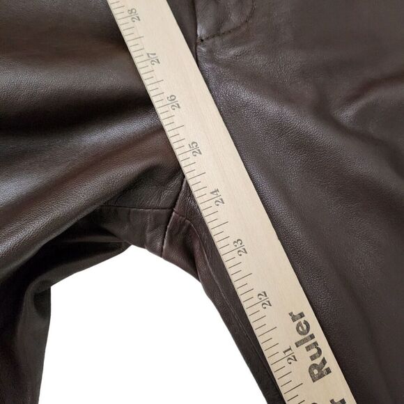 Marissa Webb Pants Womens 2 Brown Lamb Leather Cropped Straight Leg High-Rise - Picture 13 of 16